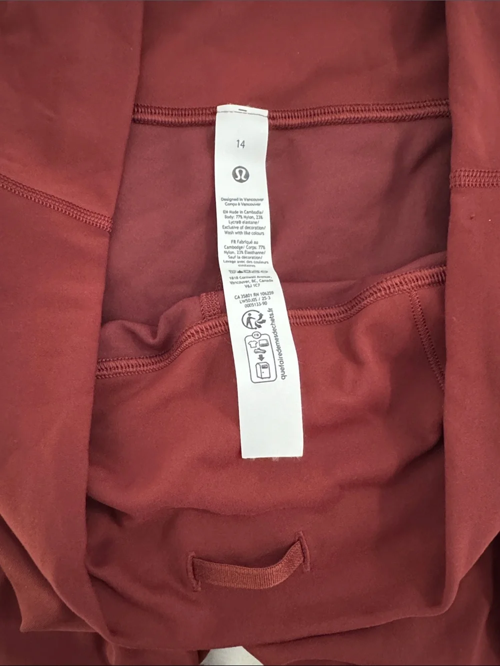 Lululemon Wunder Train HR 28” Leggings Size 14 Everlux Burgandy Square Dot - Picture 7 of 8